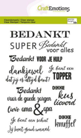 CraftEmotions clearstamps A6 - Tekst bedankt NL GB 1353