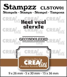 Stampzz Overlijden 01: 2 teksten + 1 tag/label Crealies CLSTOV01 9 x 26 mm - 5 x 30 mm - 15 x 36 mm.