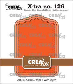 X-tra stansen no. 126, ATC Paneel A Crealies CLXtra126 ATC: 63,5 x 88,9 mm.