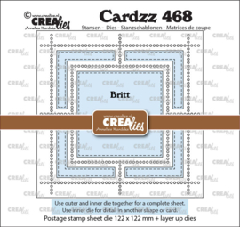 Cardzz stansen no. 468, Postzegelvel Britt (vierkant met vierkant) Crealies CLCZ468 122 x 122 mm