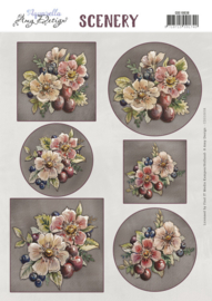 Scenery - Yvonne Creations Aquarella - Dark Pink Flowers  CDS10038