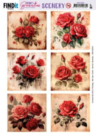 Push-Out Scenery - Berries Beauties - Red Roses - Square BBSC10050