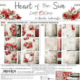 Craft O Clock Set of Mix Papers 20x20 cm Heart of the Sun CC-C74-HOS-09