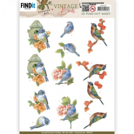 3D Push Out - Jeanine's Art - Vintage Birds - Stone Bird House SB10747