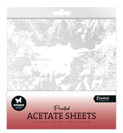 SL-ES-ACS07 - Acetate sheet Snowy town, pine & verses Essentials nr.07