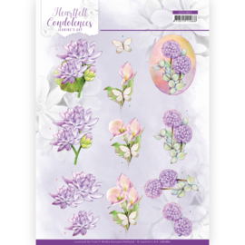 3D Cutting Sheet -Jeanine's Art - Heartfelt Condolences - Purple Flowers  CD11821
