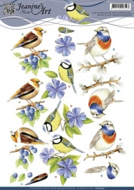 CD10700 3D Knipvel - Jeanines Art - Blauwe vogeltjes