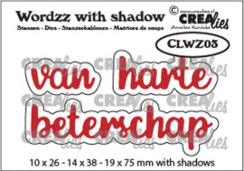 Crealies Wordzz with Shadow van Harte beterschap (NL) CLWZ03 19x75mm
