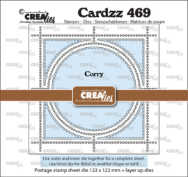 Cardzz stansen no. 469, Postzegelvel Corry (vierkant met cirkel) Crealies CLCZ469 122 x 122 mm