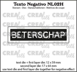 Crealies Texto Negativo Die BETERSCHAP - NL (H) NL02H max. 17x64mm