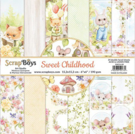 ScrapBoys Sweet Childhood paperpad 24 vl+cut out elements-DZ SWCH-09 190gr 15,2x15,2cm