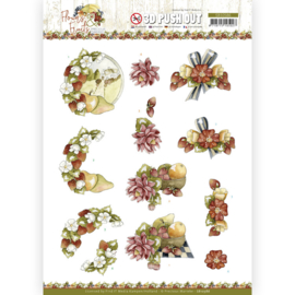 3D Push Out - Precious Marieke - Flowers and Fruits - Flowers and Strawberries  SB10586