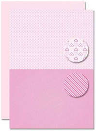 Decoupage sheet - Doublesided - Pink - Babyboy-hearts NEVA082