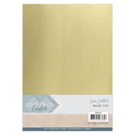 Card Deco Essentials - Metallic Linnenkarton - Metallic Gold  CDEML002