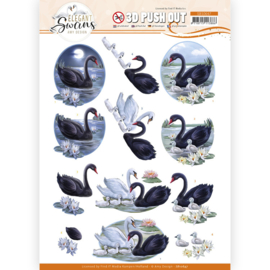 3D Push Out - Amy Design - Elegant Swans - Black swans  SB10647