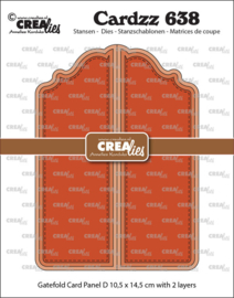 Cardzz stansen no. 638, Gatefold card Paneel D Crealies CLCZ638 Gesloten: 10,5 x 14,5 cm met 2 laagjes.