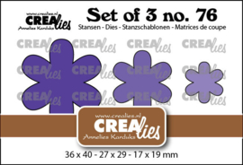 Set of 3 no. 76, Dichte bloemen 31 Crealies CLSet76 36 x 40 - 27 x 29 - 17 x 19 mm.
