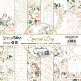 ScrapBoys Special Day paperpad 24 vl+cut out elements-DZ SPDA-09 250gr 15,2cmx15,2cm