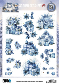 3D Pushout Sheet - Berries Beauties - Blue Christmas - Christmas Presents SB11156