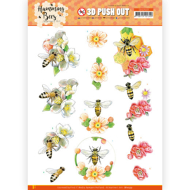 3D Push Out - Jeanine's Art - Humming Bees - Bee Queen  SB10559