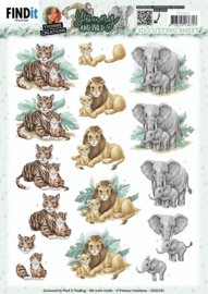 3D Cutting Sheets - Yvonne Creations - Young And Wild - Tiger CD12141