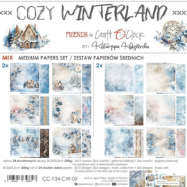 Craft O Clock Set of Mix Papers 20x20 cm Cozy Winterland CC-F34-CW-09