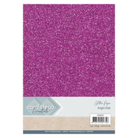 Card Deco Essentials Glitter Paper Bright Pink  1x CDEGP007