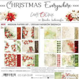 Craft O Clock Set of Mix Papers 20x20 cm Christmas Everywhere CC-C69-CE-09