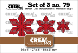 Set of 3 no. 79, Dichte bloemen 33 Kerstster met nerven Crealies CLSet79