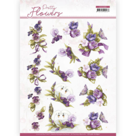 3D cutting sheet - Precious Marieke - Pretty Flowers - Flowers and Swan  CD11582 - HJ18901