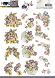 3D Cutting Sheet - Precious Marieke - Colourful Pansies CD12090