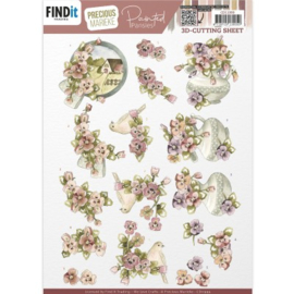 3D Cutting Sheet - Precious Marieke - Painted Pansies - Pink CD11999