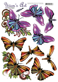 3D Knipvel - Yvon's Art - Butterflies    CD11303