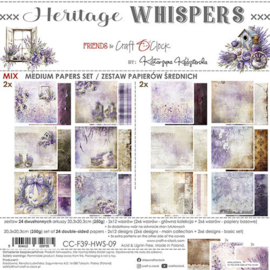 Craft O Clock Set of Mix Papers 20x20 cm Heritage Whispers  CC-F39-HWS-09