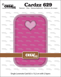 Cardzz stansen no. 629, Enkele kaart Lovenote Crealies CLCZ629 8,5 x 13,2 cm.