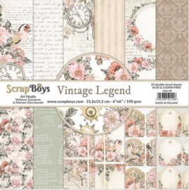 ScrapBoys Vintage Legend paperpad 24 vl+cut out elements-DZ VILE-09 190gr 15,2x15,2cm