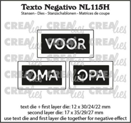 Crealies Texto Negativo VOOR OMA OPA (H) - (NL) NL115H max. 17 x 35 mm