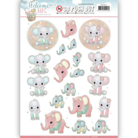 3D Pushout - Yvonne Creations - Welcome Baby - Little Elephants SB10263