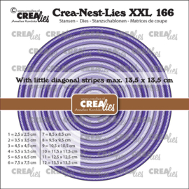 Crea-Nest-Lies XXL stansen no. 166, Cirkels met kleine schuine streepjes