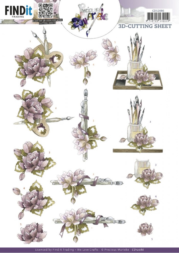 3D Cutting Sheet - Precious Marieke - Painted Flowers CD12086
