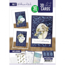 3D Velvet Cards A6 - Blackberries and Birds 3DVC10007