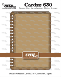 Cardzz stansen no. 630, Dubbele kaart Notebook verticaal Crealies CLCZ630 Dichte kaart: 10,5 x 14,5 cm.