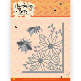 Dies - Jeanine's Art - Humming Bees - Flower Corner  JAD10129   Formaat ca. 8 x 8,7 cm
