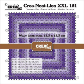 Crealies Crea-Nest-Lies XXL Vierkanten met golfrandje CLNestXXL151 13,3x13,3 cm