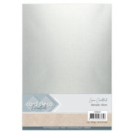 Card Deco Essentials - Metallic Linnenkarton - Metallic Silver CDEML001