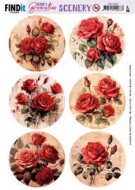 Push-Out Scenery - Berries Beauties - Red Roses - Round BBSC10049