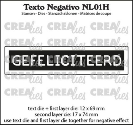 Crealies Texto Negativo Die GEFELICITEERD - NL (H) NL01H max. 17x74mm
