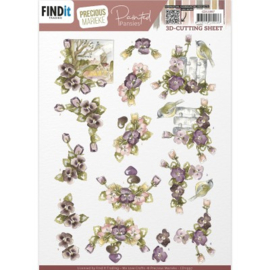 3D Cutting Sheet - Precious Marieke - Painted Pansies - Purple CD11997