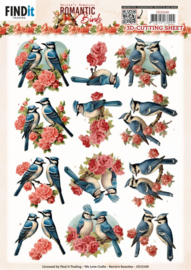 3D Cutting Sheets - Berries Beauties - Romantic Birds - Romantic Blue Jay CD12169