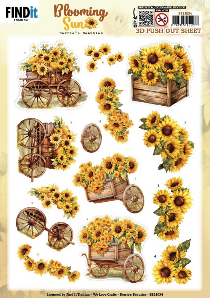 3D Pushout Sheet - Berries Beauties - Blooming sun - Sunflower Wagon SB11034